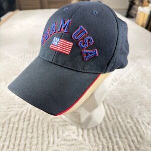 Vintage Team USA Olympics Games Hat Navy Blue Embroidered Adjustable Cap 00s Y2K